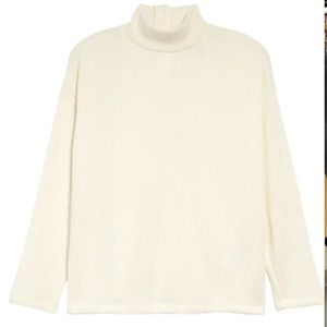 NWT Madewell Mockneck Button-Back Top, XS, Antique Cream